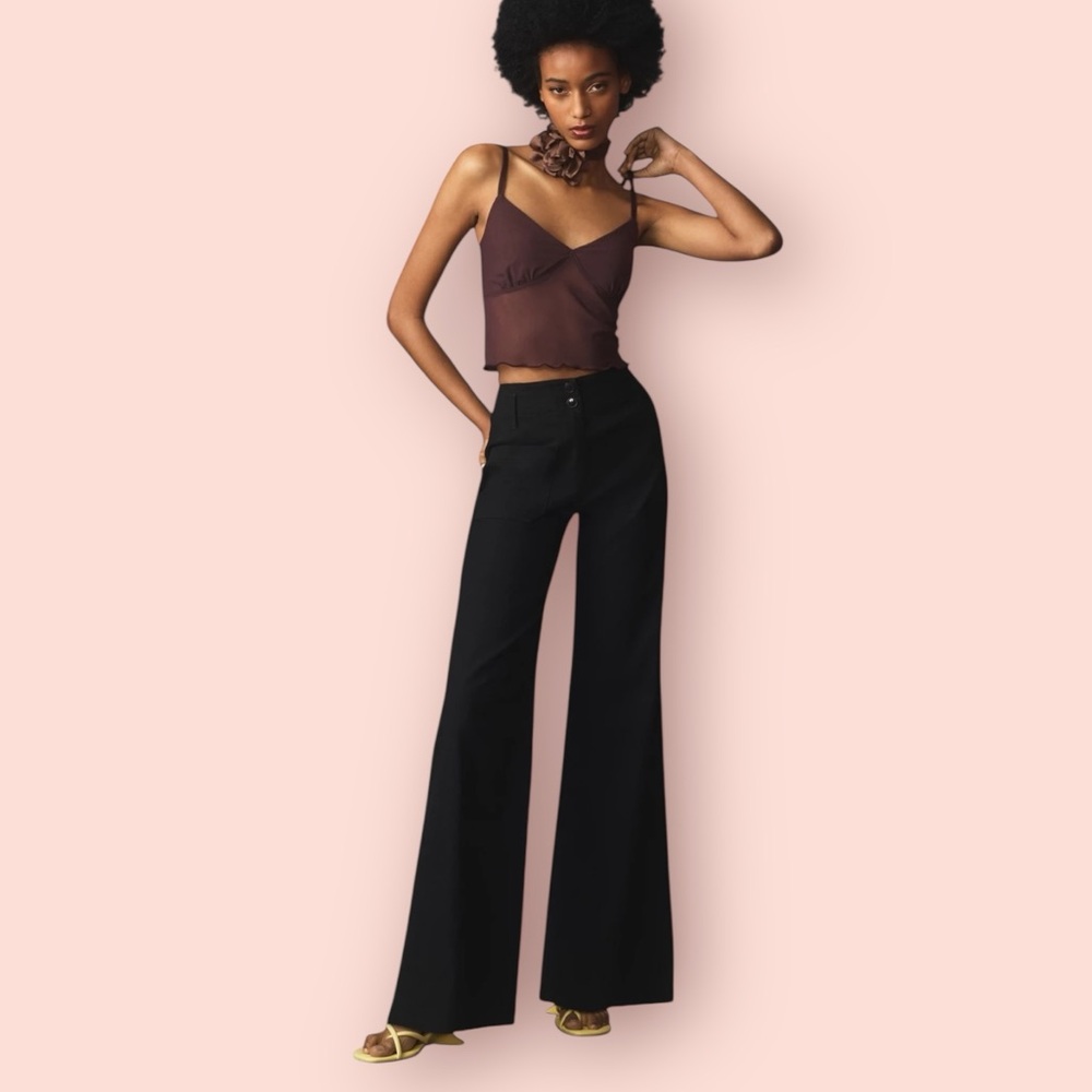 MAEVE Anthropologie Junie High-Rise Wide-Leg Flared Trousers